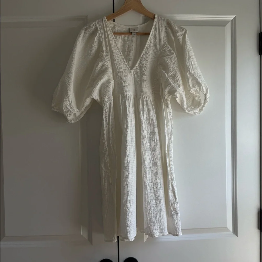 a new day White Puff Sleeve Mini Dress - Picture 1 of 6